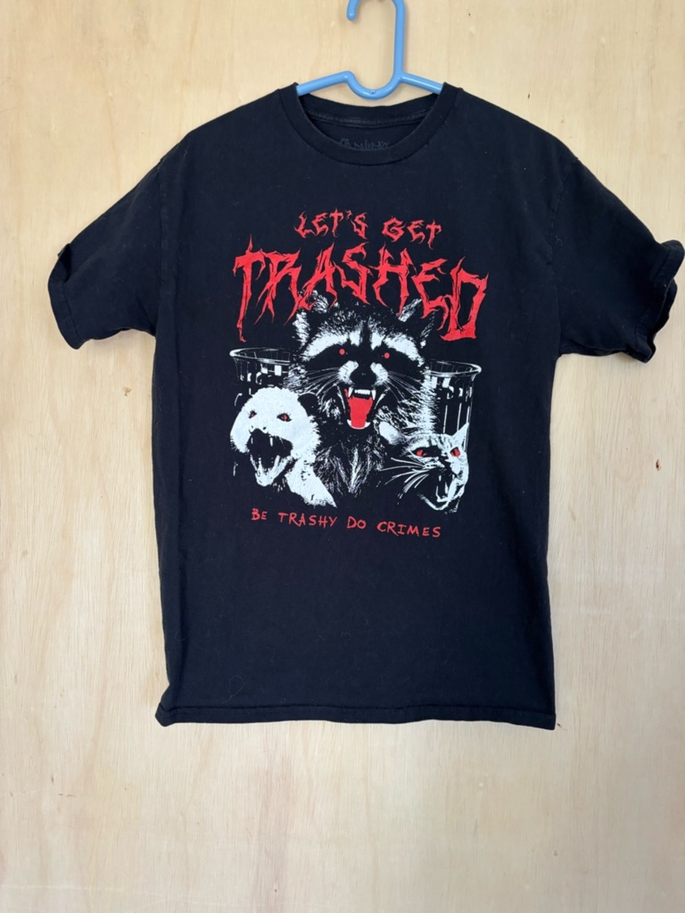 Spencer's Black Kids Graphic Tee with Red & White Trash Animals